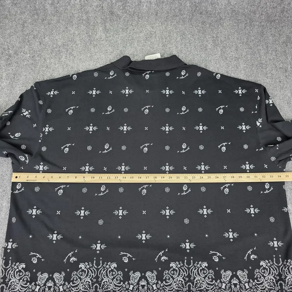 Savage X Fenty Shirt Womens 4X Black Bandana Paisley Long Sleeve Polo Top - Picture 5 of 16